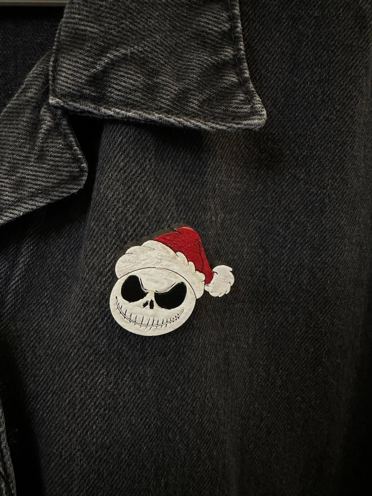 Nightmare Before Christmass Jack Yılbaşı Temalı Ahşap El Boyaması Broş 