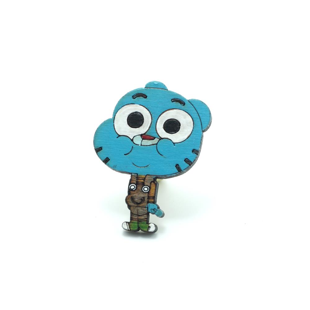 Gumball Ahşap El Boyaması Broş 