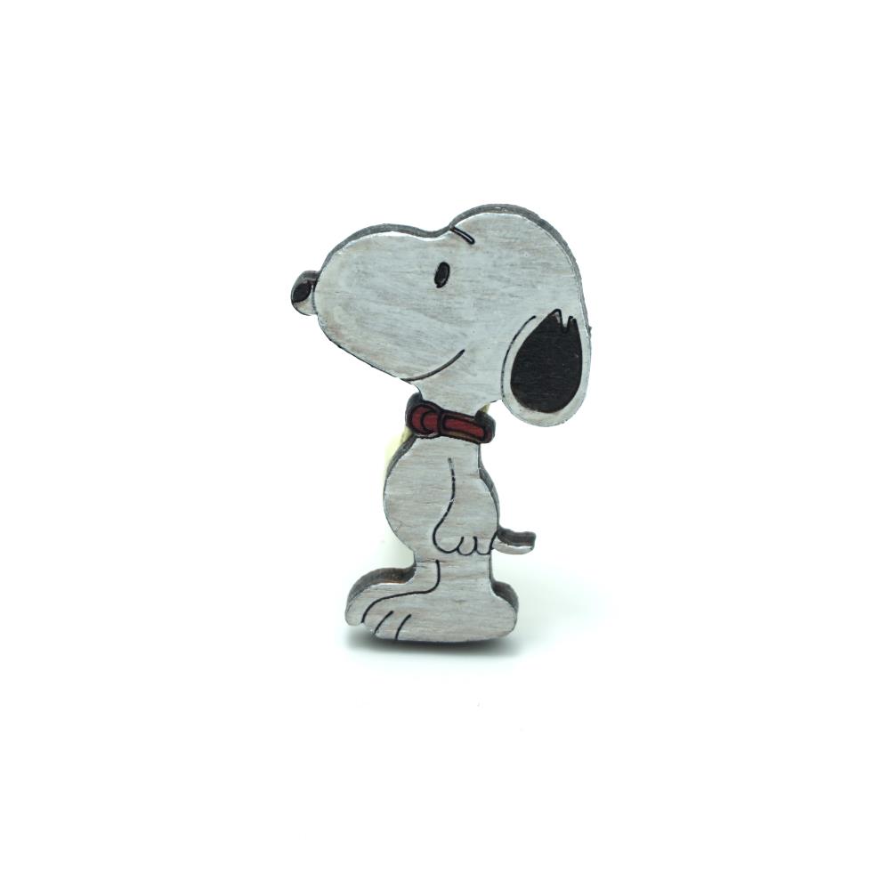 Snoopy Ahşap El Boyaması Broş 