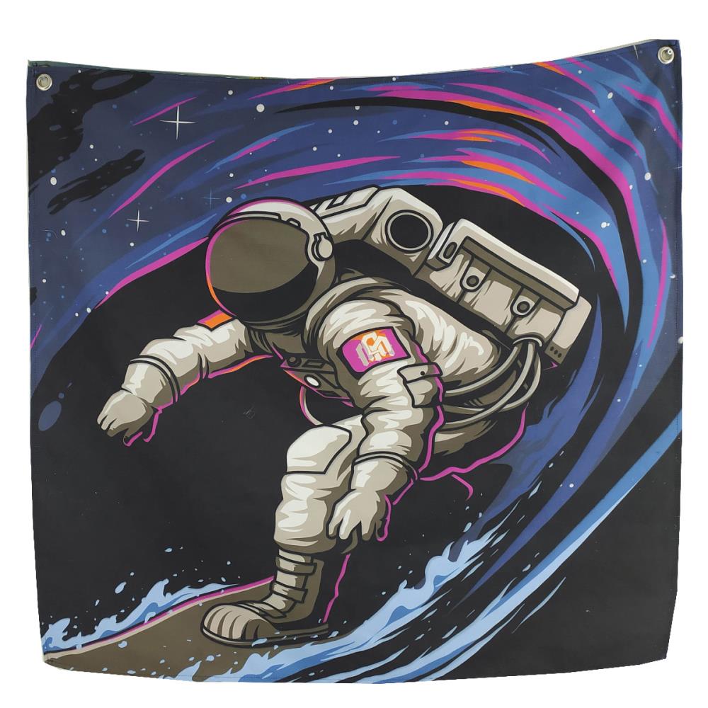 Galaksi Sörf Yapan Astronot Duvar Halısı (94cm x 94cm) 