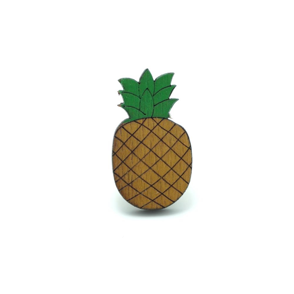 Ananas Ahşap El Boyaması Broş 